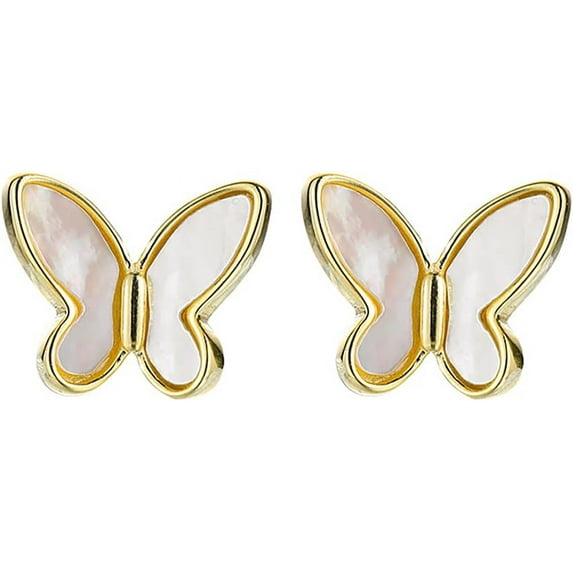 925 Sterling Silver Butterfly Studs Earrings for Women Mother of Pearl Butterfly Studs Earrings