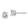 thumbnail image 1 of 925 Sterling Silver CZ 6mm Post Earrings; for Adults and Teens; for Women and Men, 1 of 1