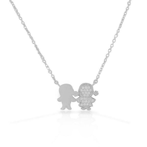 Sterling Silver CZ Women Pendant Necklace