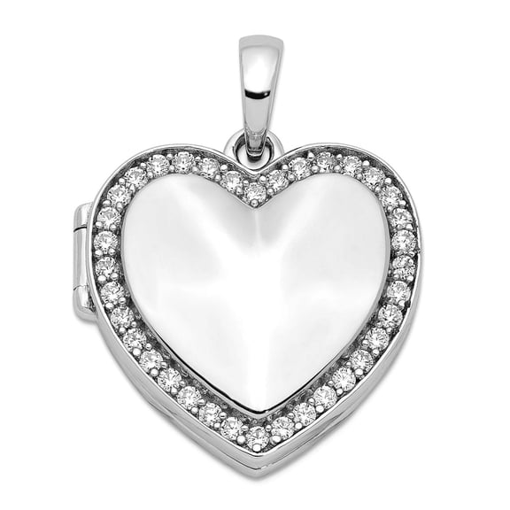 925 Sterling Silver Cubic Zirconia 23mm Love Heart Locket Locket Necklace for Women