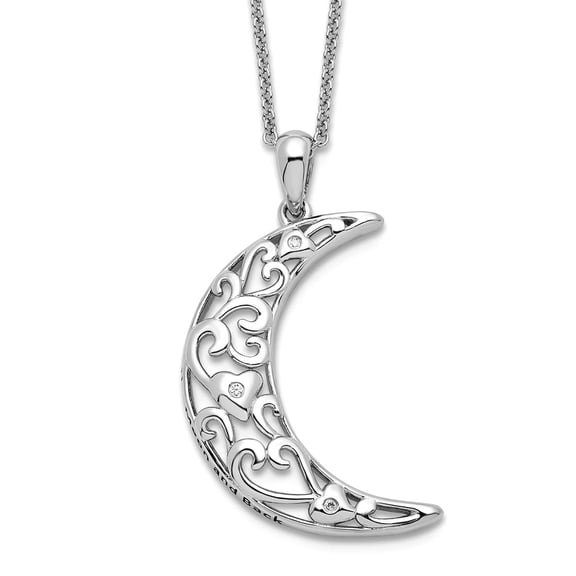 925 Sterling Silver Cubic Zirconia Oxidized Love You To The Celestial Moon and Back 18in. Necklace Pendant Necklace for