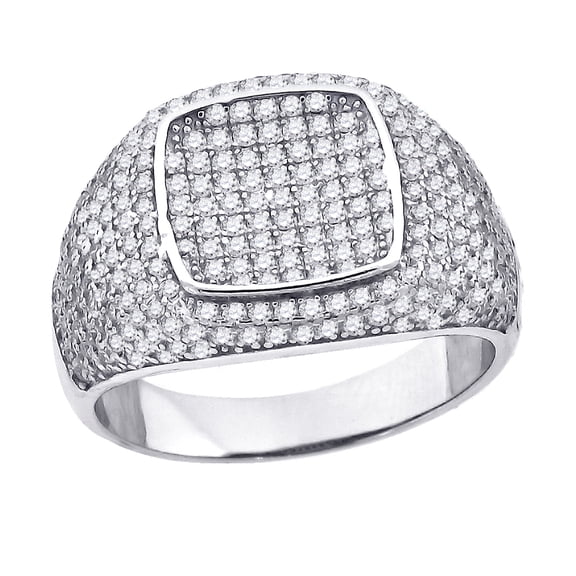 925 Sterling Silver Cubic Zirconia Cluster Size 7 Mens Fashion Ring Ring for Men - 6.9 Grams