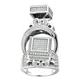 thumbnail image 1 of 925 Sterling Silver Cubic Zirconia Cluster Square Raised Head Size 9 Womens Fashion Ring Ring for Women, 1 of 2