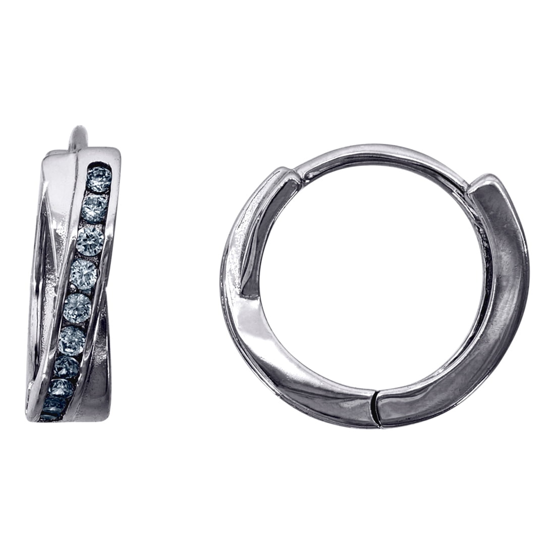 925 Sterling Silver Cubic Zirconia Huggie Hoop Earrings Hoop Earring for Women - 1.8 Grams