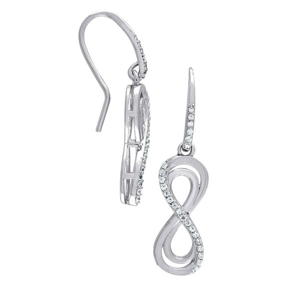 925 Sterling Silver Cubic Zirconia Infinity 3.72gm Womens Dangler Earrings 34x8.2mm Wide Dangle Earring for Women