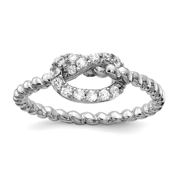 925 Sterling Silver Cubic Zirconia Knot Ring Size 8 7mm Wide Ring for Women