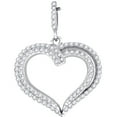 thumbnail image 1 of 925 Sterling Silver Cubic Zirconia Love Heart Womens Fashion Pendant Necklace Charm 26.7x22mm Wide Pendant for Women, 1 of 2