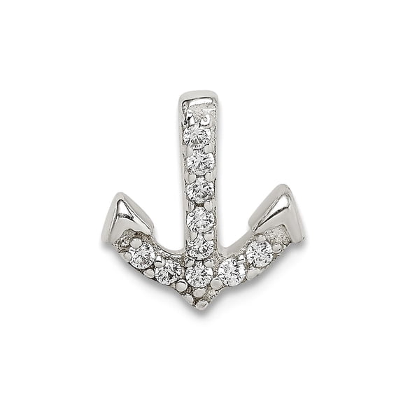 925 Sterling Silver Cubic Zirconia Nautical Ship Mariner Anchor Pendant Necklace 10.28x9.31mm Wide Pendant for Women