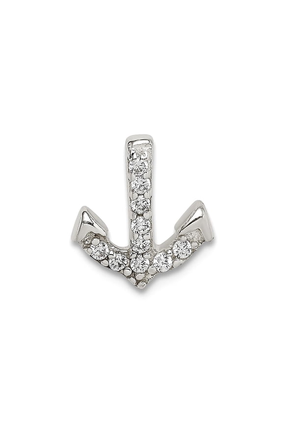 925 Sterling Silver Cubic Zirconia Nautical Ship Mariner Anchor Pendant Necklace 10.28x9.31mm Wide Pendant for Women