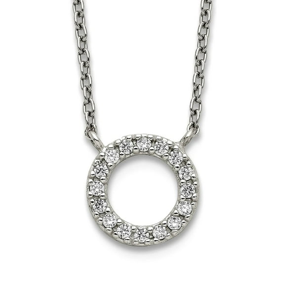 925 Sterling Silver Cubic Zirconia Necklace 16 Inch 9mm Wide Pendant Necklace for Women