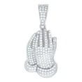 thumbnail image 1 of 925 Sterling Silver Mens Cubic Zirconia Religious Praying Hands Charm Pendant Necklace 39.3x17.8mm Wide Pendant for Men, 1 of 2
