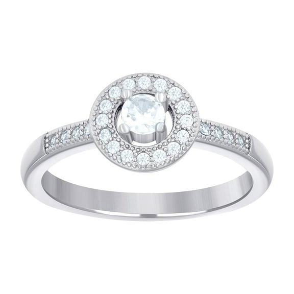 925 Sterling Silver Womens Cubic Zirconia Halo Engagement Ring 8.3x2mm Wide Size 8 Engagement Ring for Women