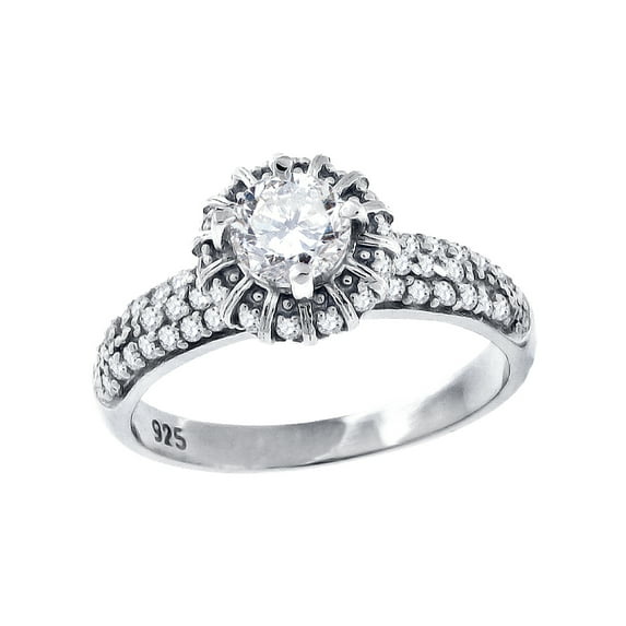 925 Sterling Silver Womens Cubic Zirconia Engagement Ring Size 9 Engagement Ring for Women