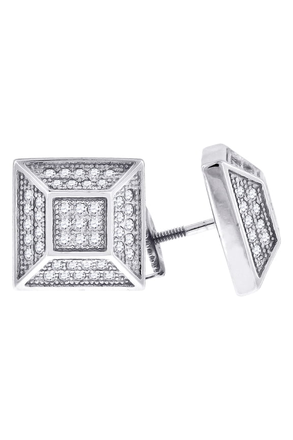 925 Sterling Silver Unisex Cubic Zirconia Pyramid Stud Earrings Stud Earring for Women - 3.5 Grams