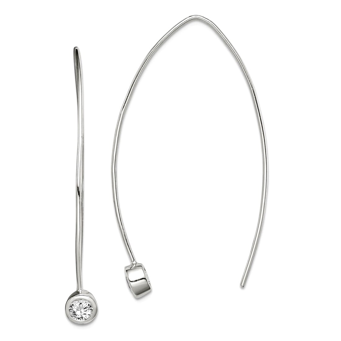 925 Sterling Silver Cubic Zirconia Threader Earrings 43.53mm long Stud Earring for Women