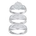 thumbnail image 1 of 925 Sterling Silver Cubic Zirconia His and Hers Trio Cluster Matching Wedding Ring Band 10.4x4.2mm Wide Size 6 Wedding B, 1 of 2