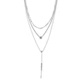 thumbnail image 1 of 925 Sterling Silver Cubic Zirconia Y-drop Adjustable Necklace 7.5mm Wide Pendant Necklace for Women, 1 of 2