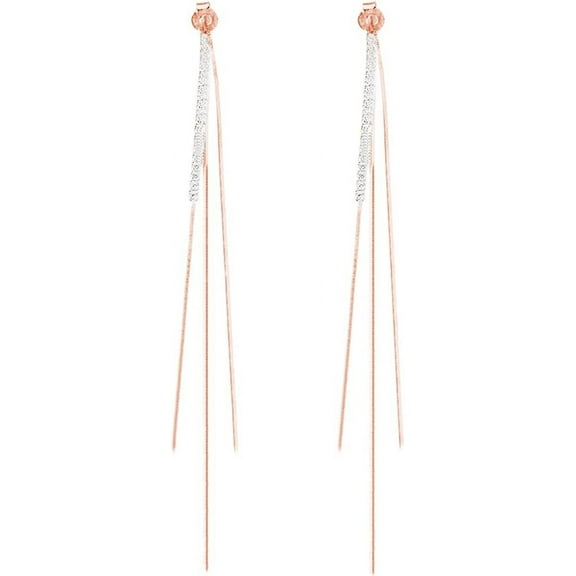 925 Sterling Silver CZ Dangle Earrings Chain for Women Teens Long Dangle Earrings Tassel with Snake Chain Backs