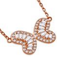 thumbnail image 1 of 925 Sterling Silver CZ Double Heart Butterfly Necklace, 1 of 4