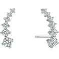 thumbnail image 1 of 925 Sterling Silver CZ Ear Climbers Stud Earring, Hypoallergenic Crawler Earrings for Women, 1 of 5
