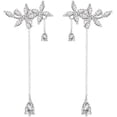 thumbnail image 1 of 925 Sterling Silver CZ Flowers Wrap Earrings Dangle Chain for Women Elegant Bridal Earrings Wedding Engagement Drop Earrings (A-Silver), 1 of 6