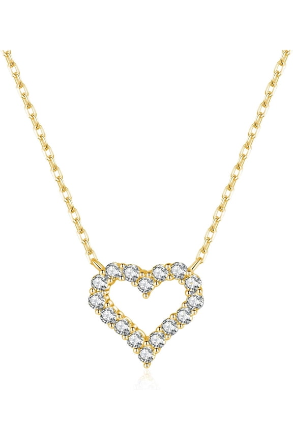 925 Sterling Silver CZ Heart Pendant Necklace for Women Teens Small Love Choker Necklace Chain Tiny Heart Choker Necklace