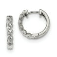 thumbnail image 1 of 925 Sterling Silver CZ Hinged Hoop Earrings; for Adults and Teens; for Women and Men, 1 of 1