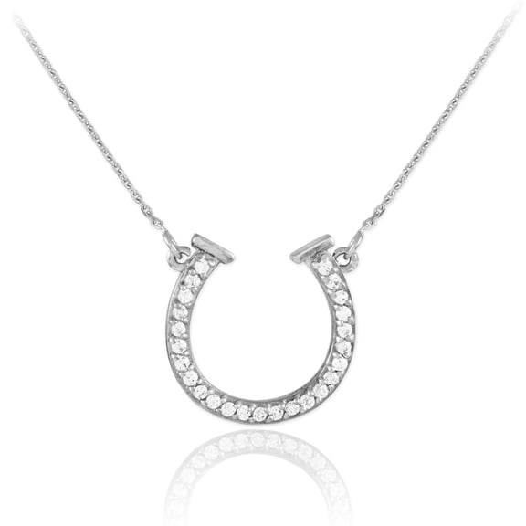 .925 Sterling Silver CZ Horseshoe Necklace (Pendant with 16" chain)