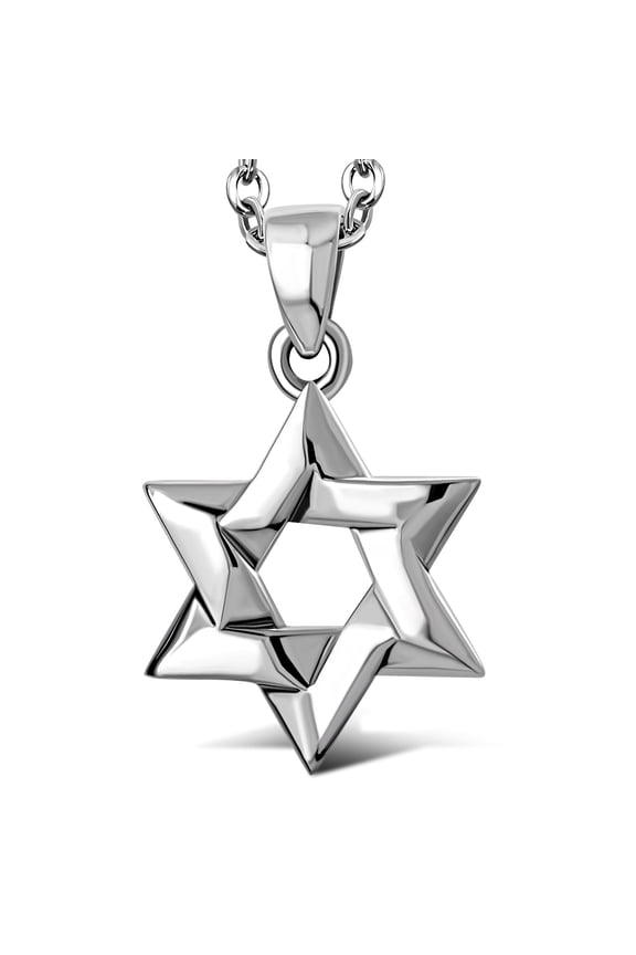 925 Sterling Silver CZ Jewish Star of David Pendant Necklace, 20"
