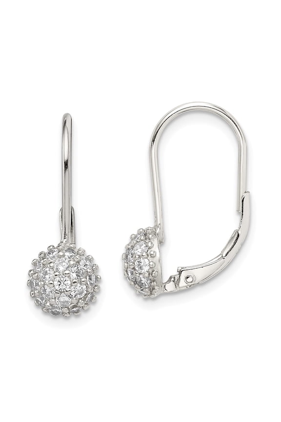 925 Sterling Silver CZ Leverback Earrings; for Adults and Teens; for Women and Men