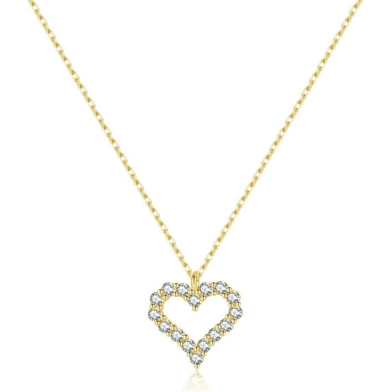 925 Sterling Silver CZ Love Heart Choker Necklace for Women Hollow Heart Necklace Pendant for Mother's Day