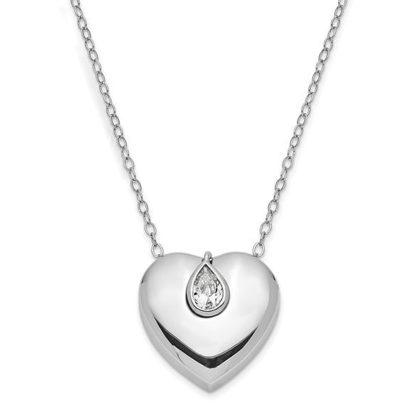 925 Sterling Silver CZ Missing You Ash Holder 18in. Necklace; 18 inch; for Adults and Teens; for Women and Men