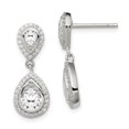 thumbnail image 1 of 925 Sterling Silver CZ Pear with Halo Post Dangle Earrings, 1 of 5