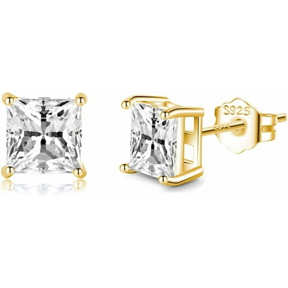 925 Sterling Silver CZ Stud Earrings for Women Teens Simulated Diamond Earrings Stud 5MM/6MM/7MM