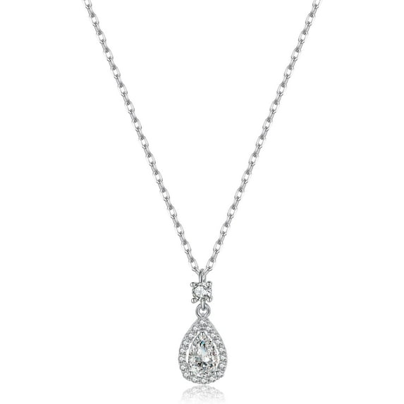 925 Sterling Silver CZ Teardrop Necklace Choker for Women Teens Crystal Teardrop Pendant Necklace