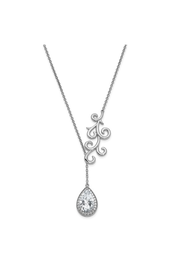 925 Sterling Silver CZ To My Bride 17.5in. Necklace With 3/4in. ext; 17.5 inch; for Adults and Teens; for Women and Men