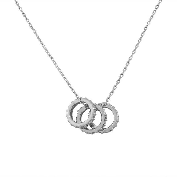 925 Sterling Silver CZ Womens Triple Circle Pendant Necklace