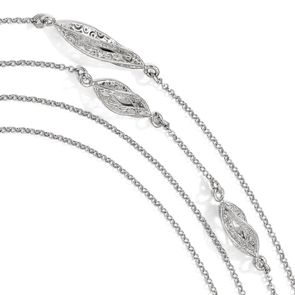 925 Sterling Silver Cable Fancy Necklace Chain Polished Filigree Multi-strand 30 inch