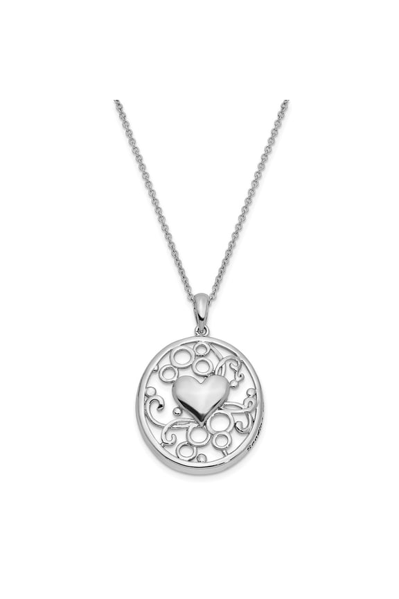 925 Sterling Silver Cable Fancy Necklace Chain Sentimental Expressions Antiqued Sending You My Love Heart 18 inch