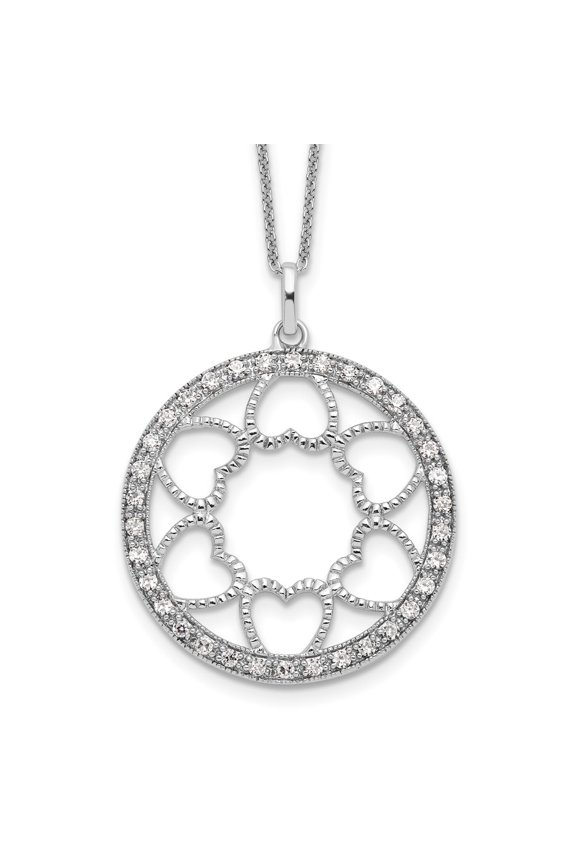 925 Sterling Silver Cable Fancy Necklace Chain Sentimental Expressions CZ Fullness Of Blessings 18in 18 inch