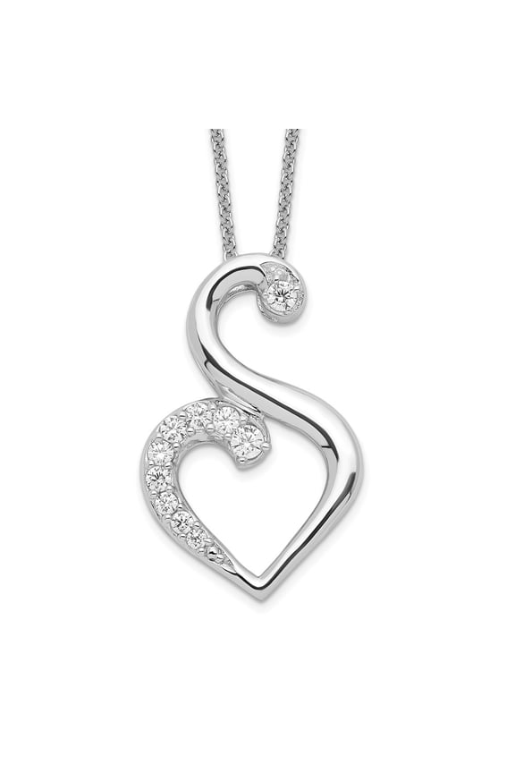 925 Sterling Silver Cable Fancy Necklace Chain Sentimental Expressions CZ Journey of Friendship 18in 18 inch