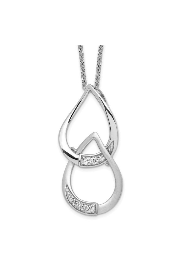 925 Sterling Silver Cable Fancy Necklace Chain Sentimental Expressions CZ Tears to Share 18in 18 inch