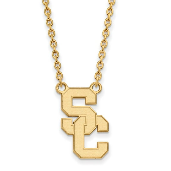 925 Sterling Silver Cable Necklace Chain Gold-plated University of Southern California S-C Large Pendant 18 inch 14 mm