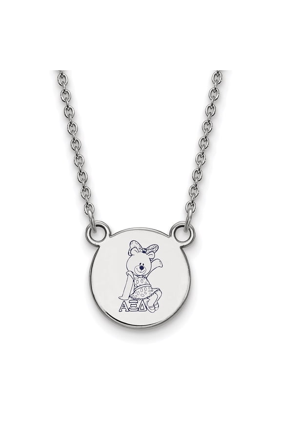 925 Sterling Silver Cable Necklace Chain LogoArt Alpha Xi Delta Sorority Symbol Small Color Enamel Pendant 18 inch 12 mm