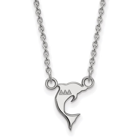 925 Sterling Silver Cable Necklace Chain LogoArt Delta Sorority Symbol Extra Small Pendant 18 inch 10 mm