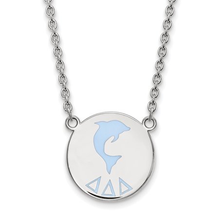 925 Sterling Silver Cable Necklace Chain LogoArt Delta Sorority Symbol Large Color Enamel Pendant 18 inch 19 mm