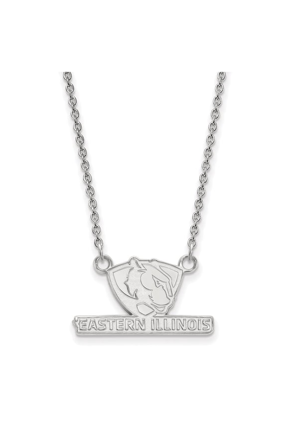 925 Sterling Silver Cable Necklace Chain LogoArt Eastern Illinois University Small Pendant 18 inch 22 mm