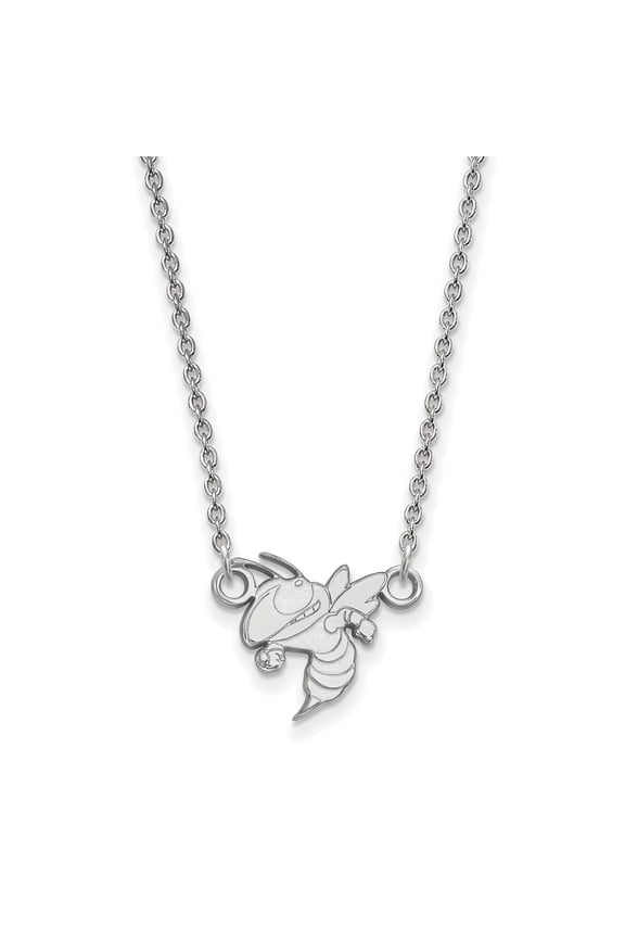 925 Sterling Silver Cable Necklace Chain LogoArt Georgia Institute of Technology Yellow Jacket Small Pendant 18 inch 11 mm