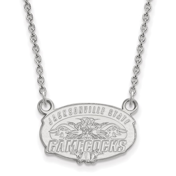 925 Sterling Silver Cable Necklace Chain LogoArt Jacksonville State U. Small Pendant 18 inch