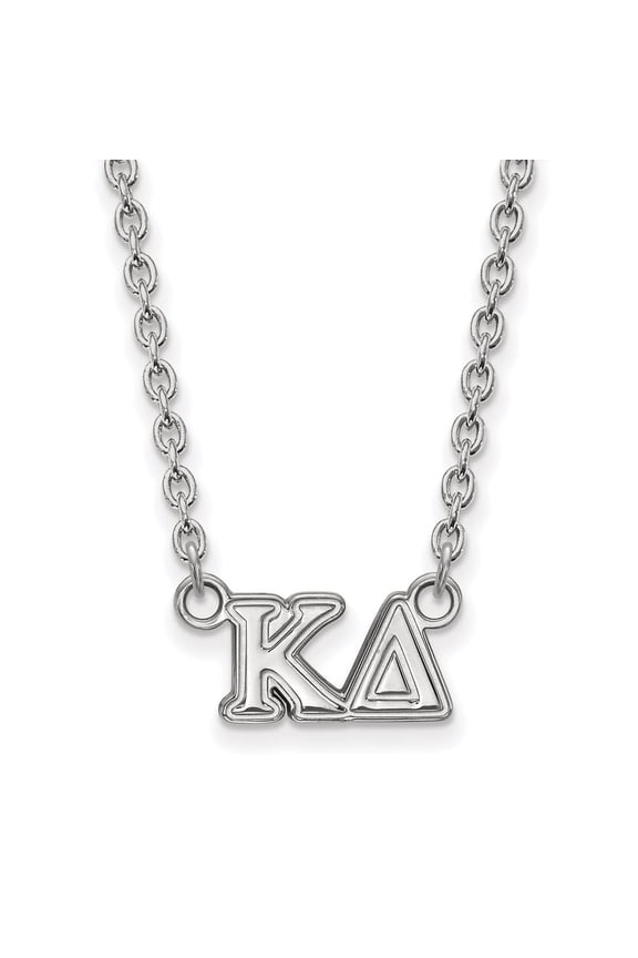 925 Sterling Silver Cable Necklace Chain LogoArt Kappa Delta Sorority Greek Letters Medium Pendant 18 inch 12 mm